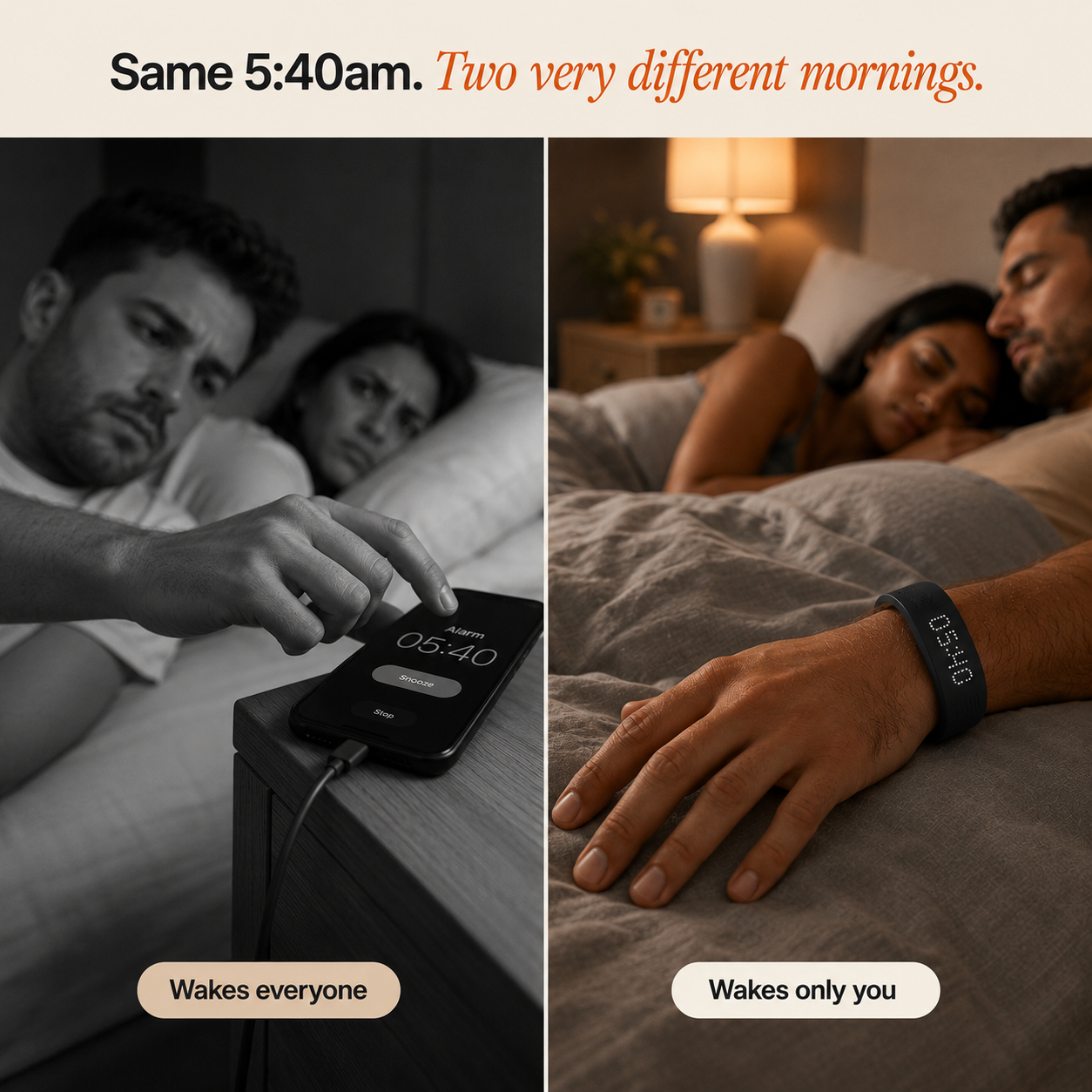 Wake Up Without Waking Them in 5 Seconds With WakeBand Pro