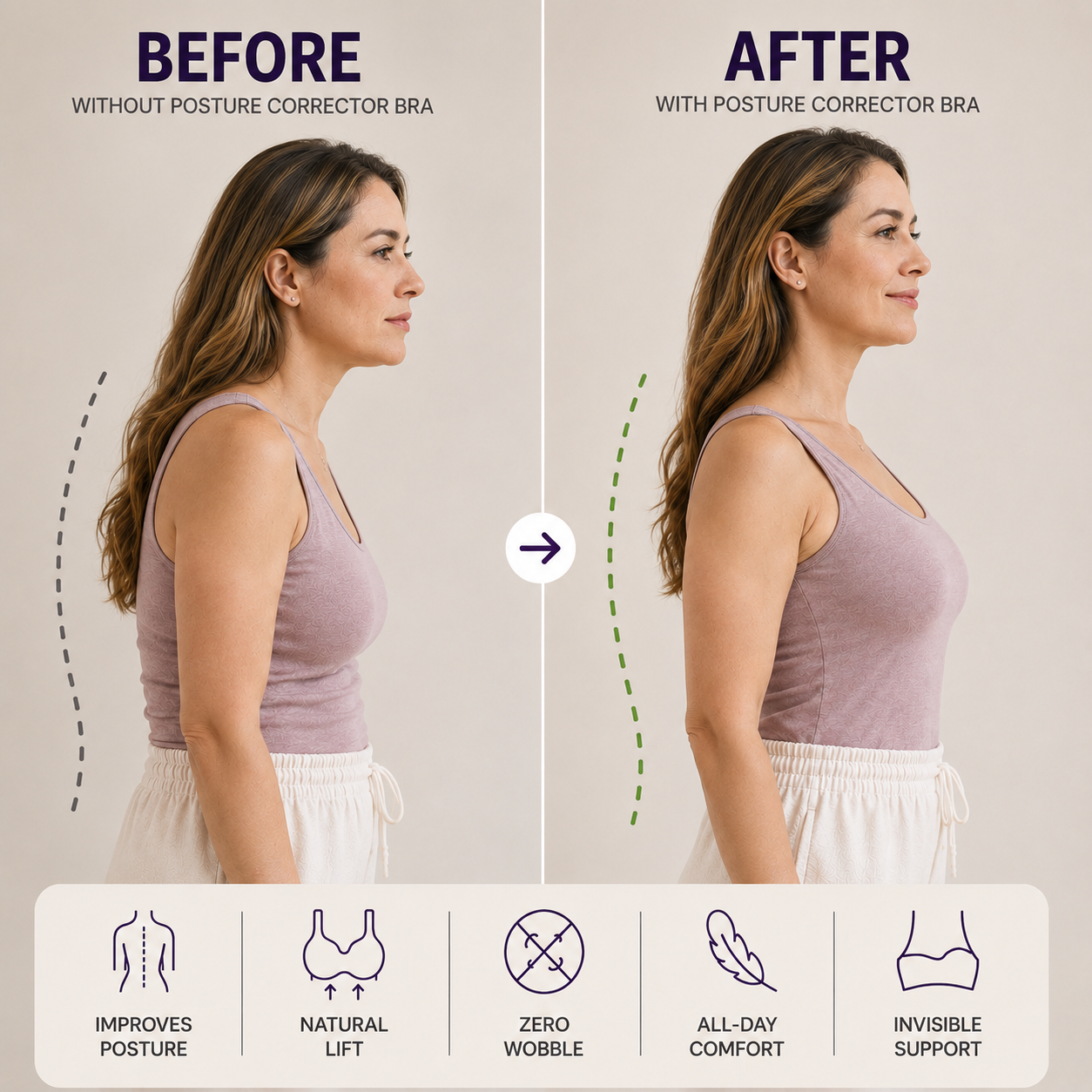 Natural Lift All-Day Support in 10 Seconds With the PostureLift Bra